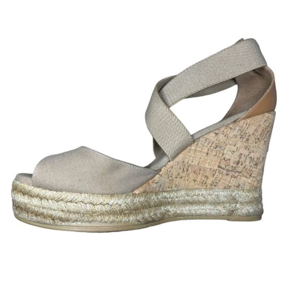 Tory Burch Women's Size 11 ‘Natanya’ Linen Blend Cork Espadrille Wedges - Picture 2 of 11